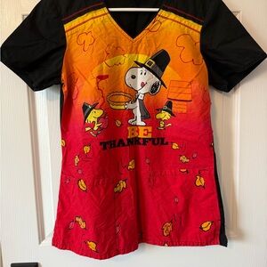 Peanuts Snoopy Thanksgiving Scrub Top